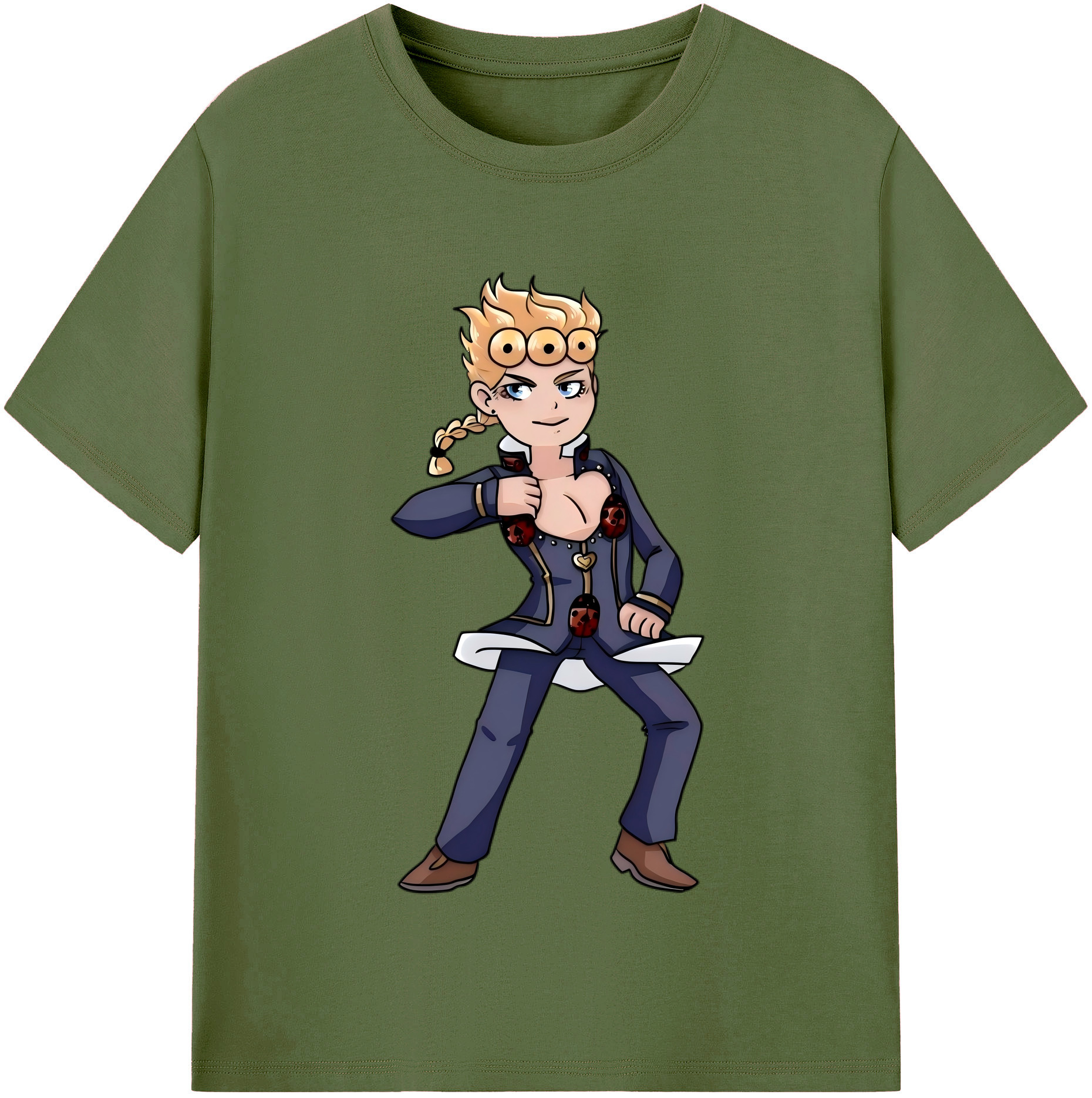 （画像用） ジョジョの奇妙な冒険 ジョルノ?ジョバァーナ JoJo's Bizarre Adventure Giorno Giovanna 綿100％半袖Tシャツ（フロントプリント）
